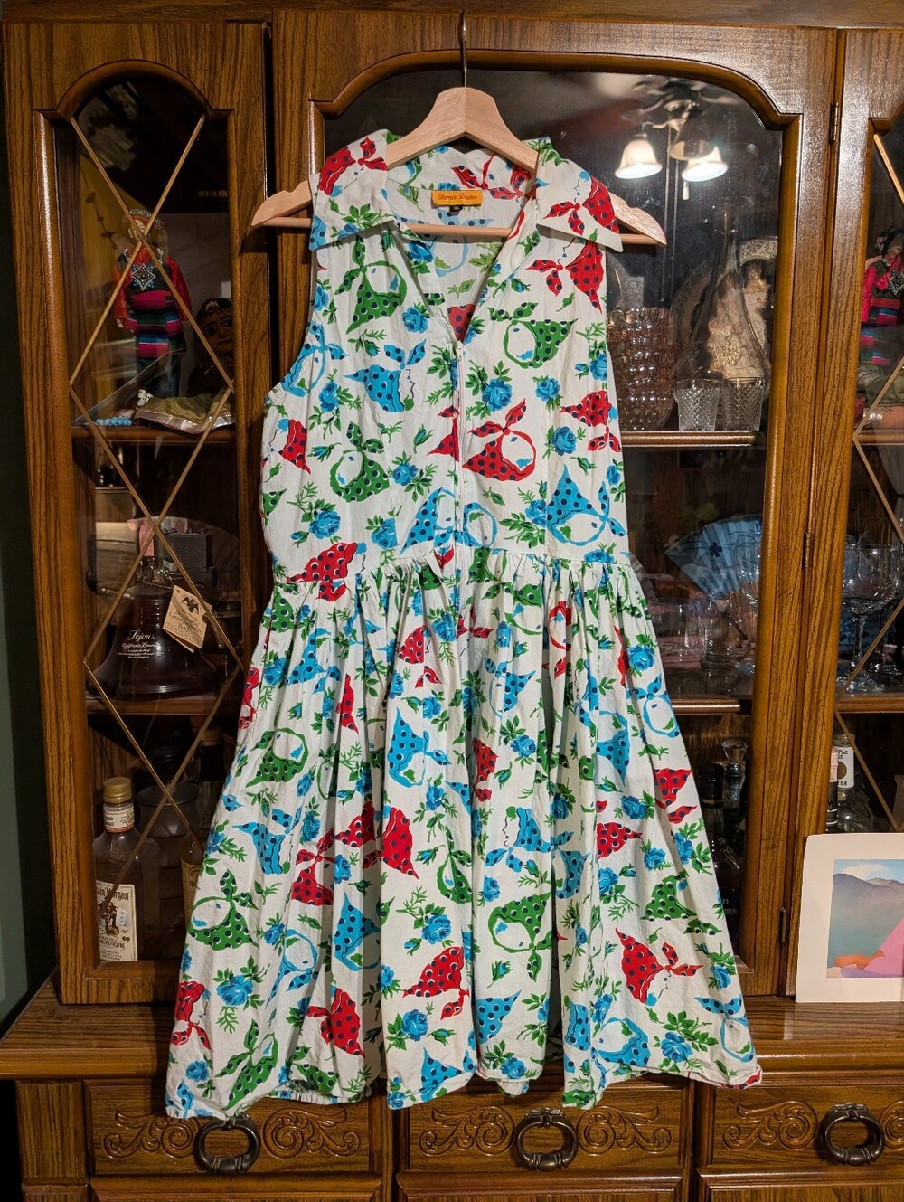 Bernie Dexter Dress Zip Front With Kerchief Ladies Print
